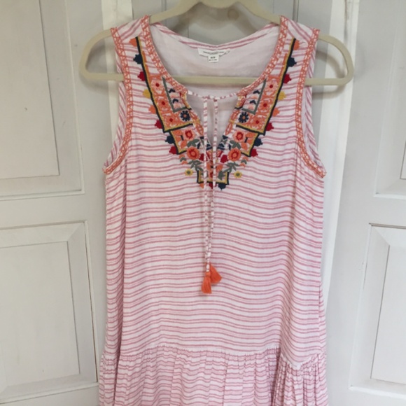 Beachlunchlounge Pink Linen Blend Striped Mini Dress - Picture 3 of 16